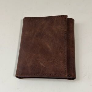 Navali Brown Hand-stitched Trifold Wallet